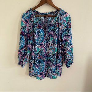 Talbots Paisley Print Top Size M